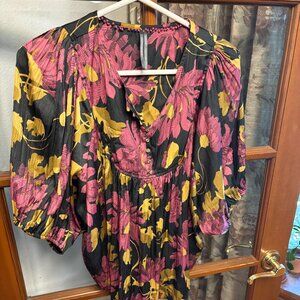1X Anthropologie Silky Floral Blouse